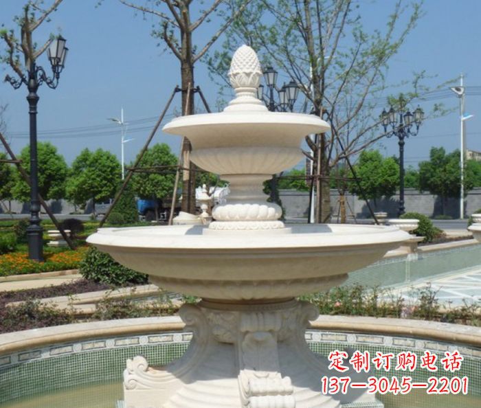 贵州全新款白玉多层喷泉雕塑