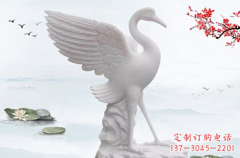贵州开启一段神奇变化之旅——汉白玉仙鹤雕塑