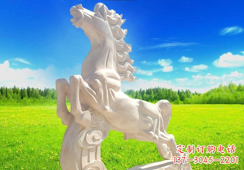 贵州古典精美的汉白玉奔马石雕