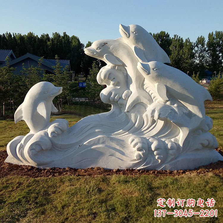 贵州汉白玉海豚雕塑,给您的公园另一种美