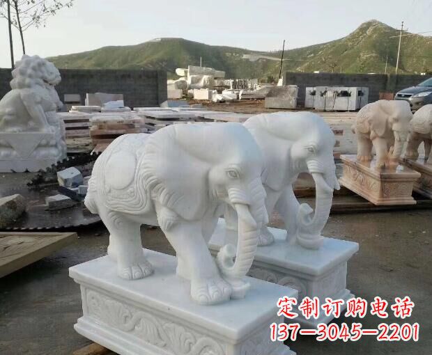 贵州高雅大气的汉白玉吉祥大象门口雕塑