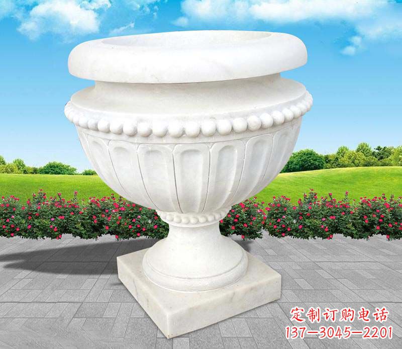 贵州汉白玉景观花盆雕塑