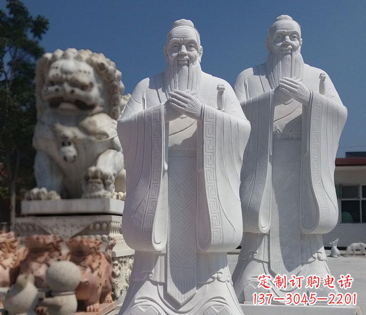 贵州以瑰丽石雕塑令孔子长存——汉白玉孔子校园古代名人石雕