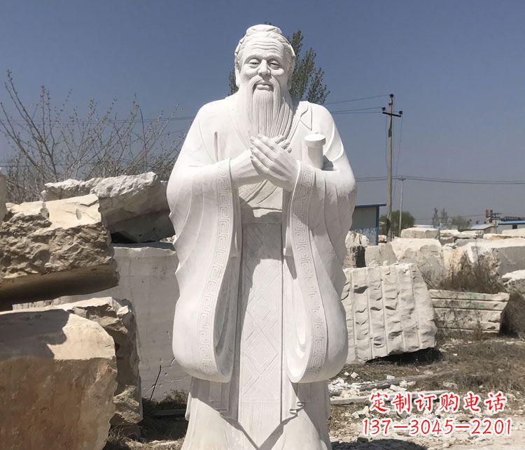 贵州汉白玉孔子行教像学校古代名人石雕