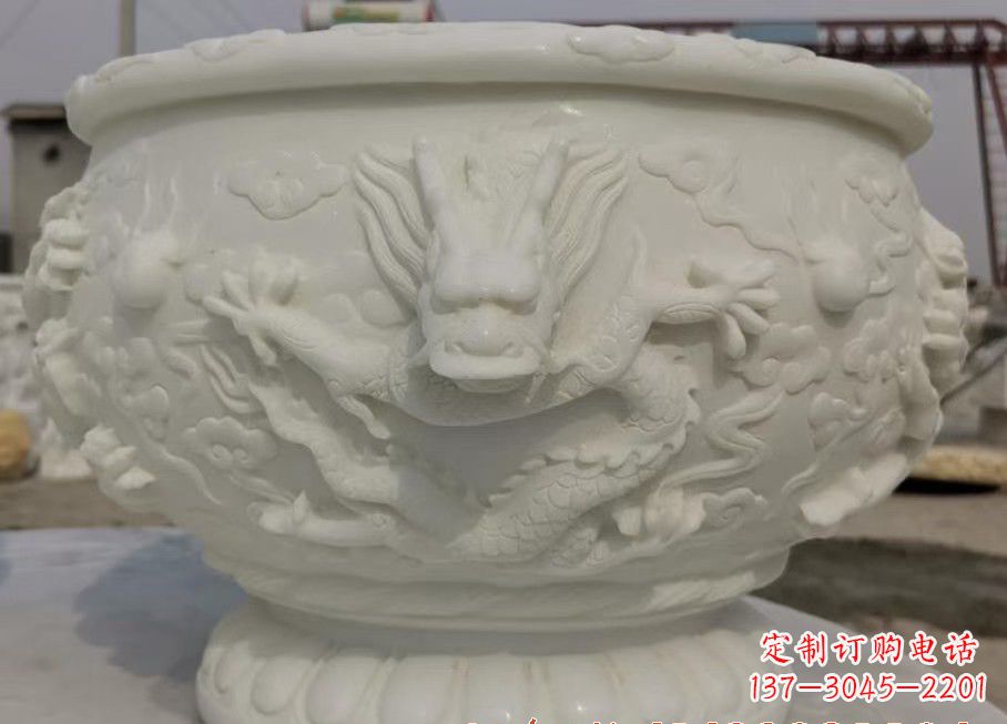 贵州中领雕塑汉白玉龙鱼缸雕塑,是由专业雕塑定…