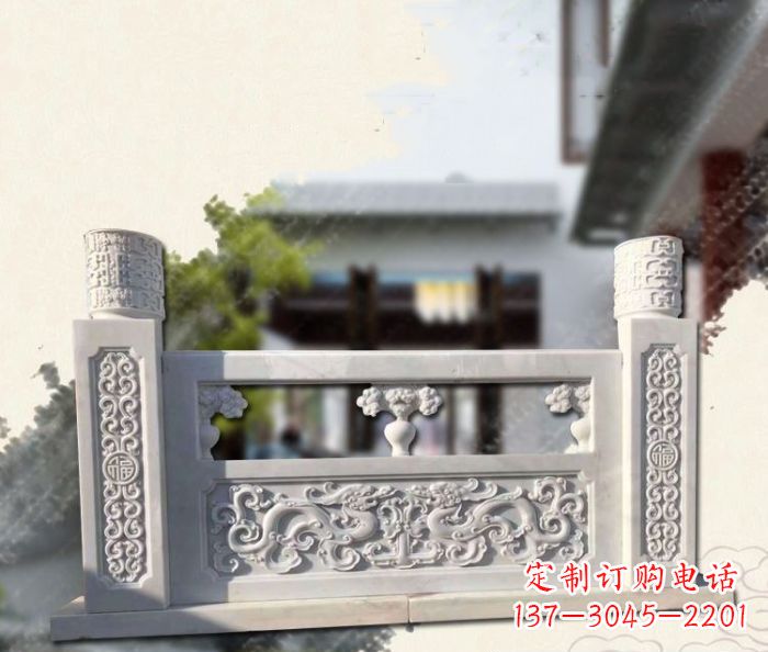 贵州汉白玉龙石栏板雕塑