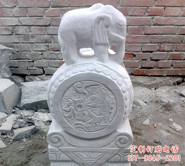 贵州汉白玉门口大象抱鼓石
