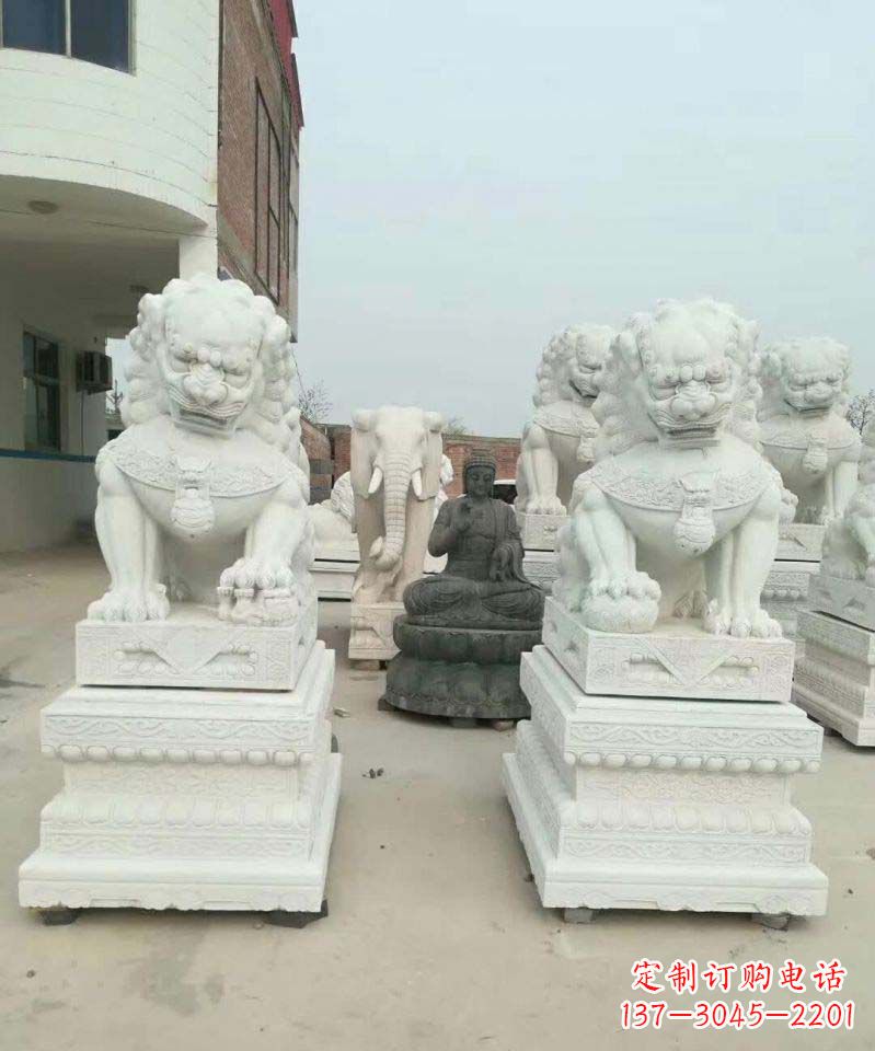 贵州汉白玉门口狮子雕塑