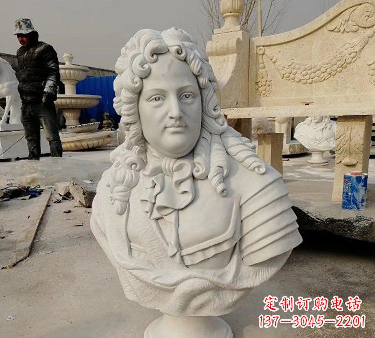 贵州汉白玉牛顿头像雕塑,尊享经典
