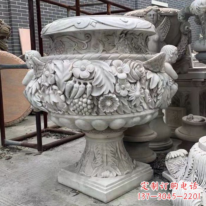 贵州汉白玉欧式人物花盆石雕