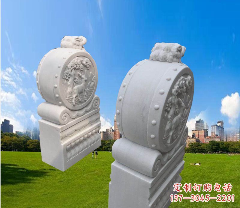 贵州汉白玉辟邪门墩雕塑