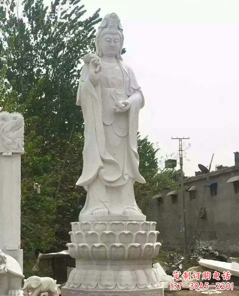 贵州汉白玉洒水观音驻颜祥和