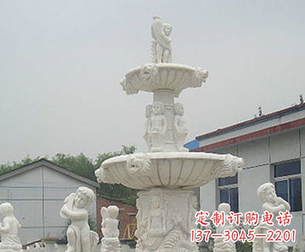 贵州汉白玉天使大型喷泉石雕