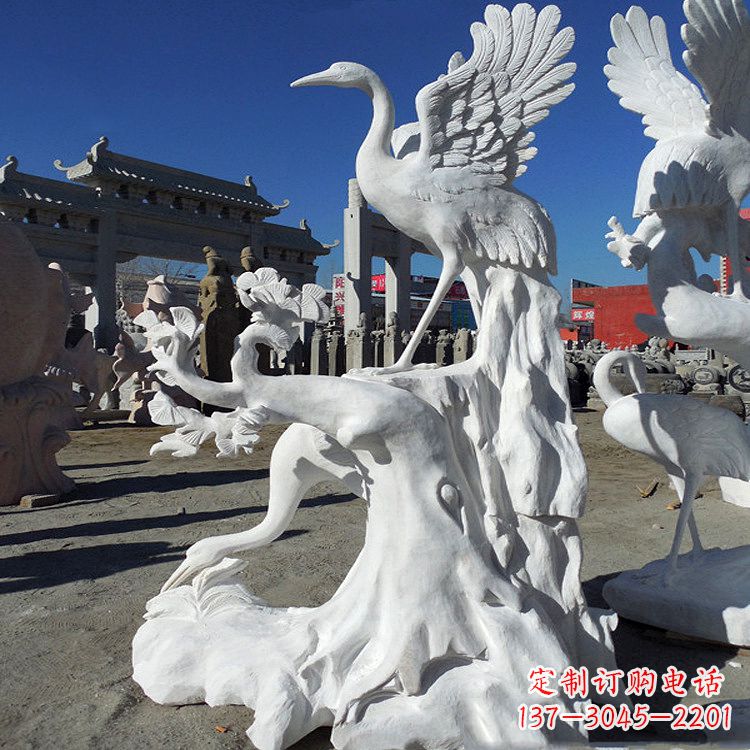 贵州汉白玉仙鹤景观石雕,让你的空间充满灵动之美