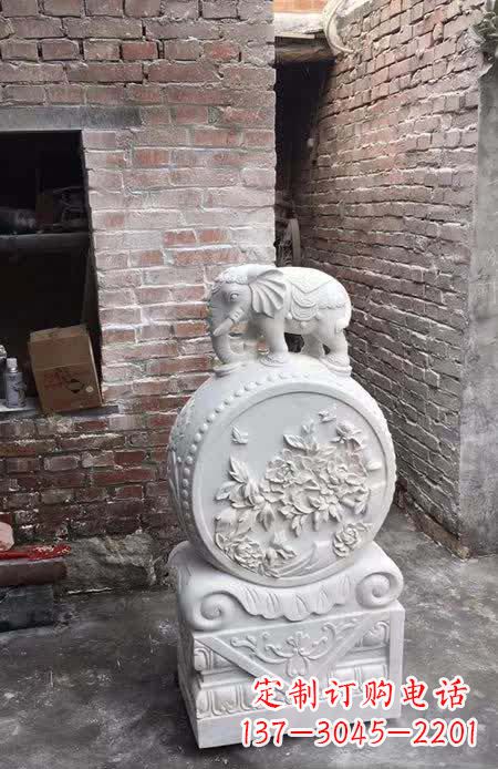 贵州汉白玉小象抱鼓石雕塑之美