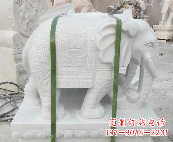 贵州瑞气四溢的汉白玉招财大象雕塑