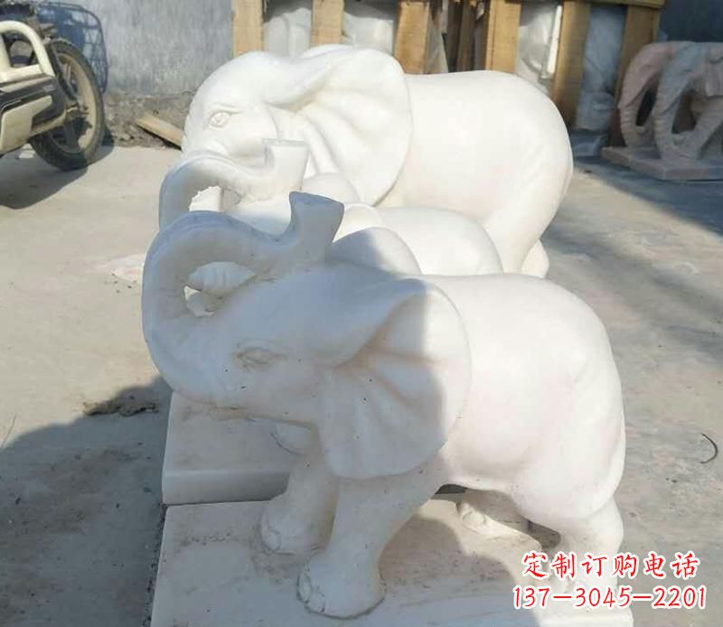 贵州高端汉白玉招财小象雕塑