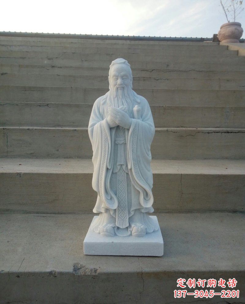 贵州汉白玉孔子石雕,雕刻传承千百年文明