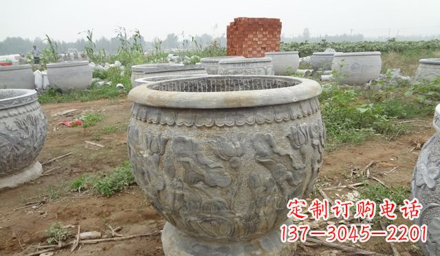 贵州荷花花盆公园景观石浮雕