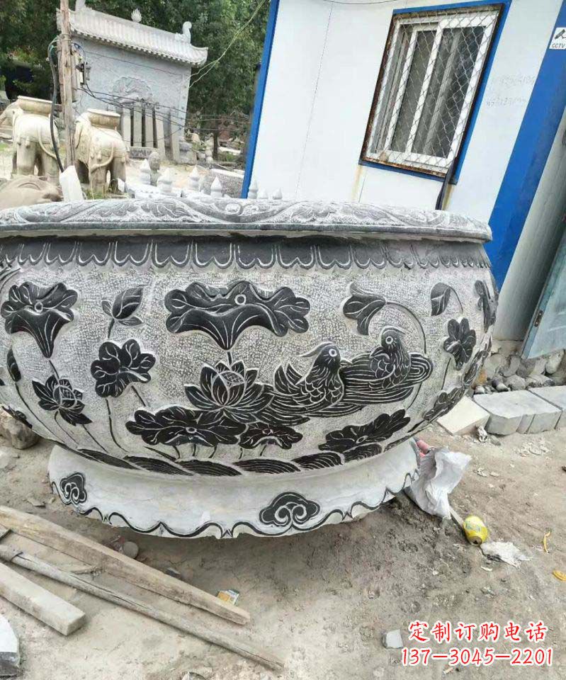 贵州荷花石雕水缸,给你安静的空间