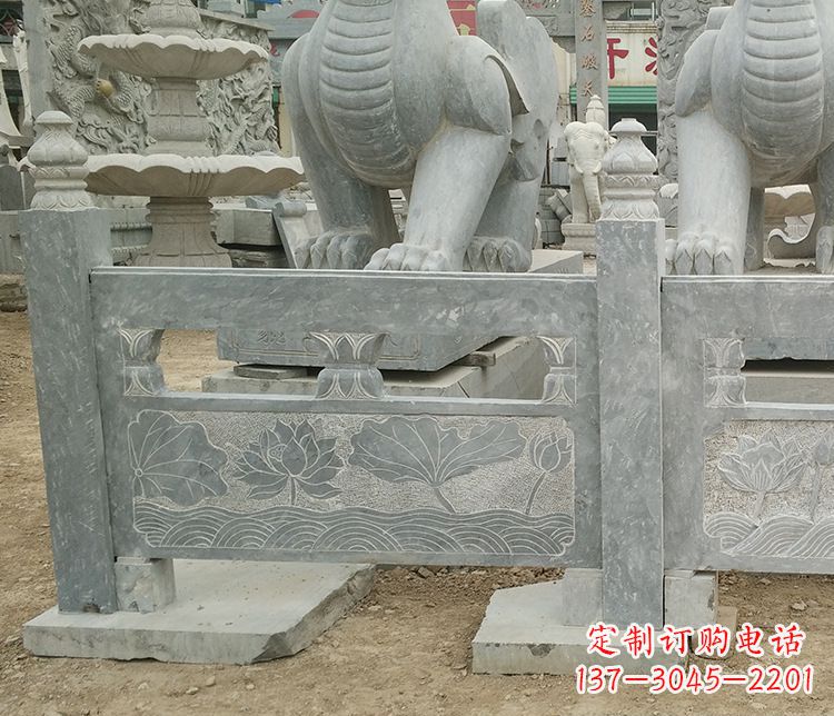 贵州荷花石浮雕仿古栏板石雕