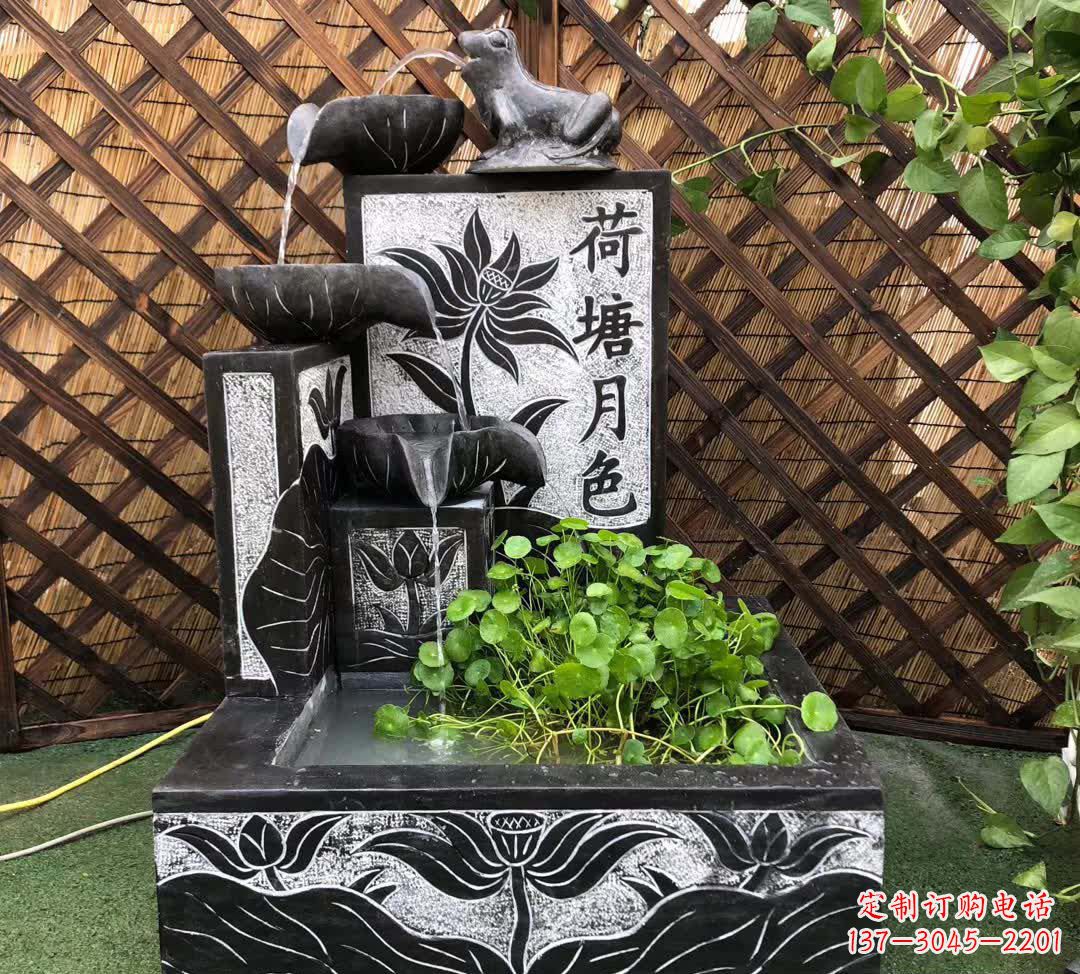 贵州荷塘月色景观石雕喷水池