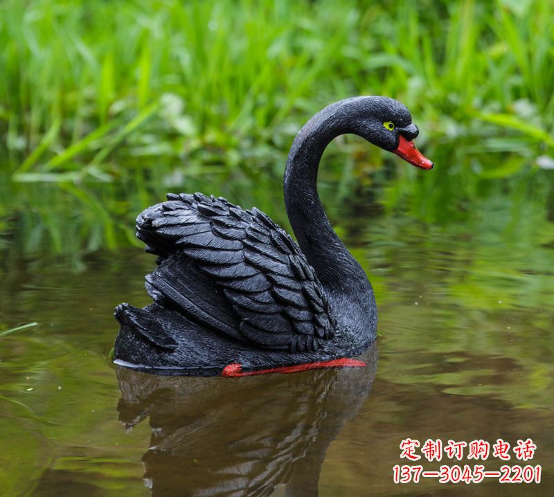 贵州精致风范:黑天鹅展翅玻璃钢仿真雕塑