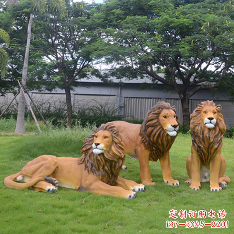 贵州把公园里的斗勇气释放出来--领雕金刚户外仿真狮子雕塑
