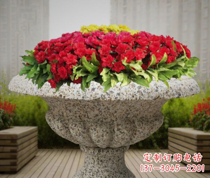 贵州花岗岩花盆小区石雕 (3)