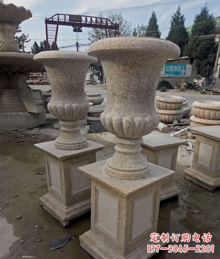 贵州花岗岩欧式花钵小区石雕花盆