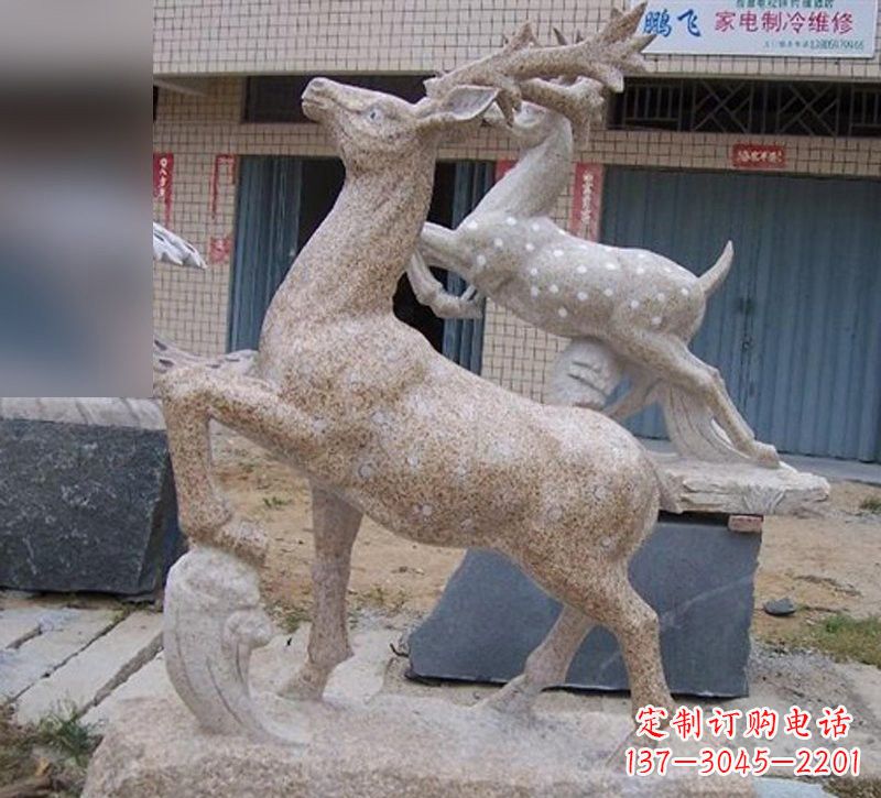 贵州花岗岩梅花鹿雕塑