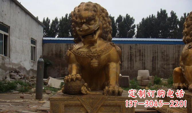 贵州黄铜狮子雕塑,让您的空间更加华贵