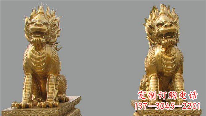 贵州精致黄铜麒麟雕塑，带来招财运