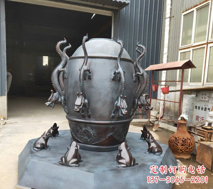 贵州浑天仪玻璃钢仿铜校园景观雕塑摆件