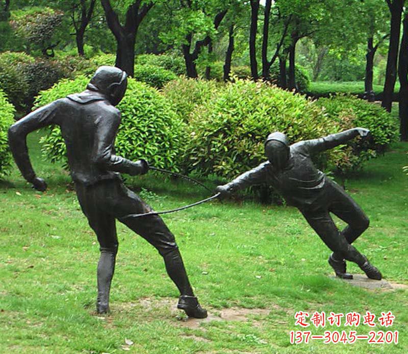 贵州击剑运动员铜雕 