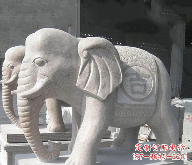 贵州吉祥大理石大象石雕