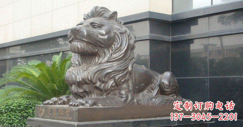 贵州交通银行门口西洋狮子铜雕