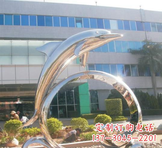 贵州街边不锈钢跳跃的海豚雕塑