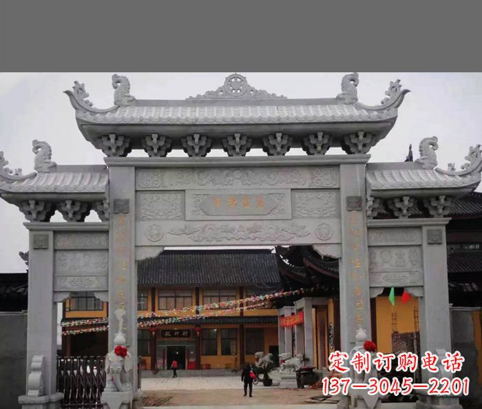 贵州专业街边道路三门石牌坊雕塑制作
