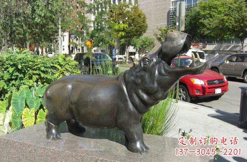 贵州街边河马铜雕