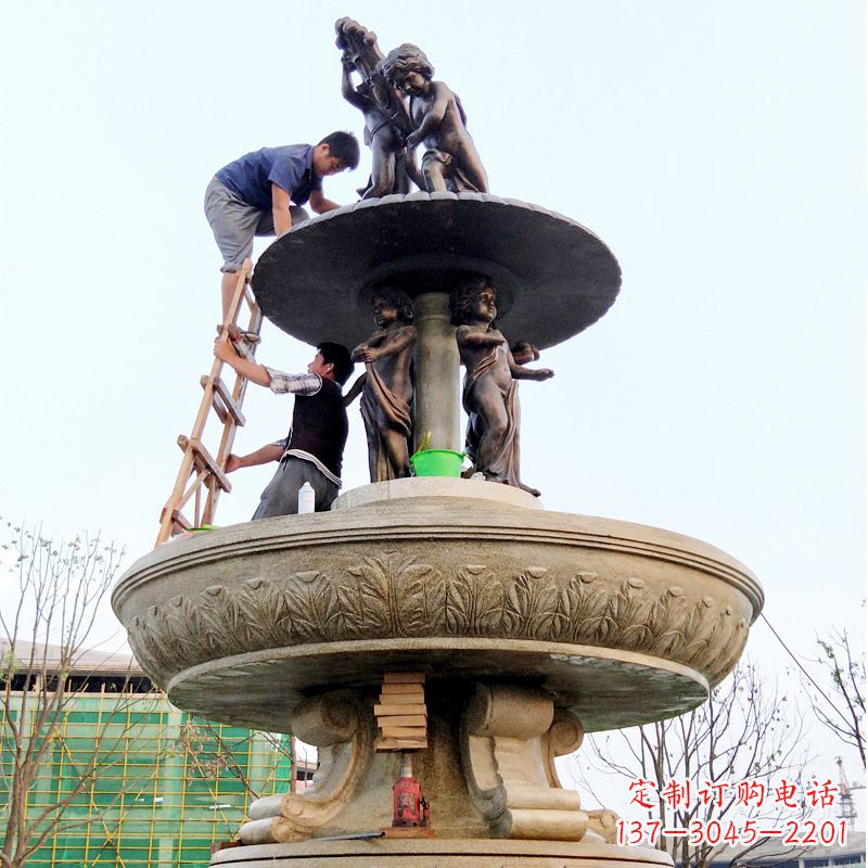 贵州精美金蝉石喷泉雕塑