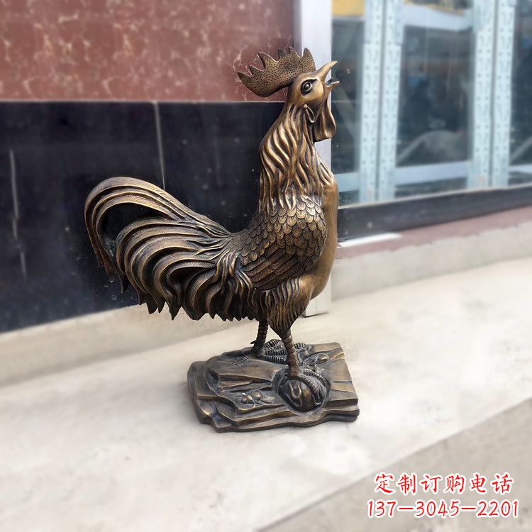 贵州金鸡报晓生肖动物纯铸铜雕塑