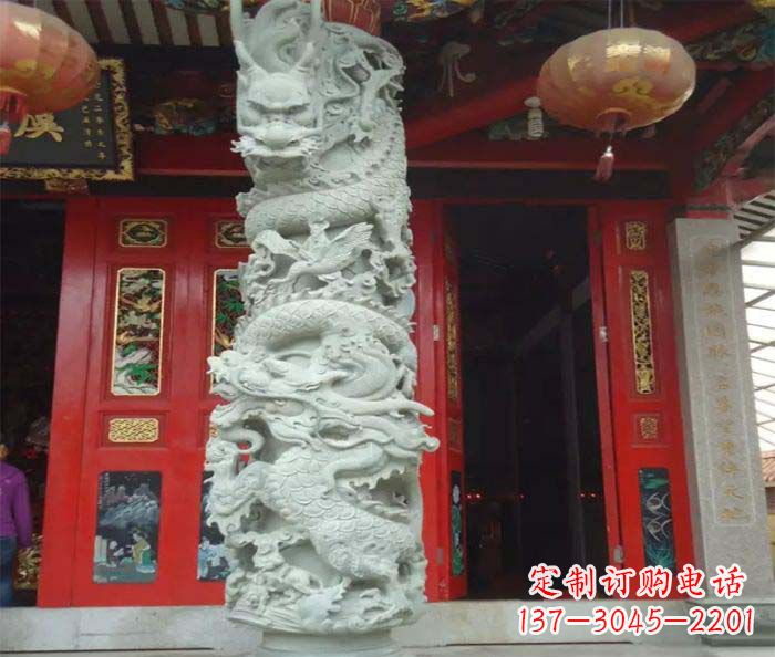 贵州精美的大理石龙柱雕塑
