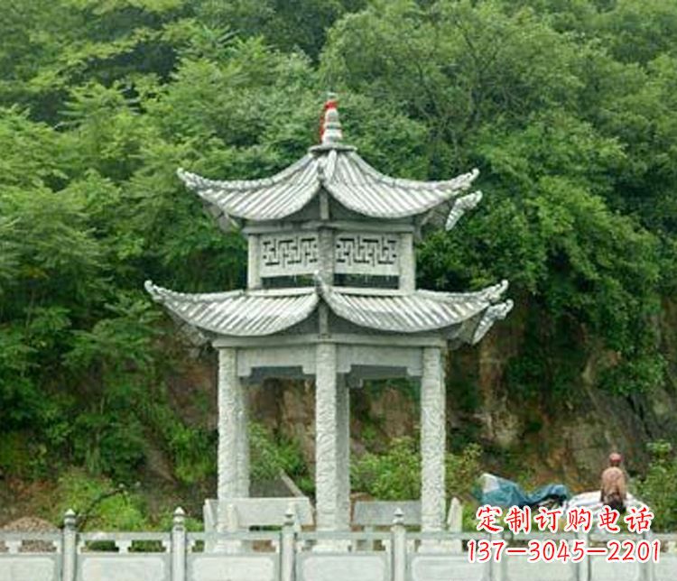 贵州景区仿古双层石凉亭石雕