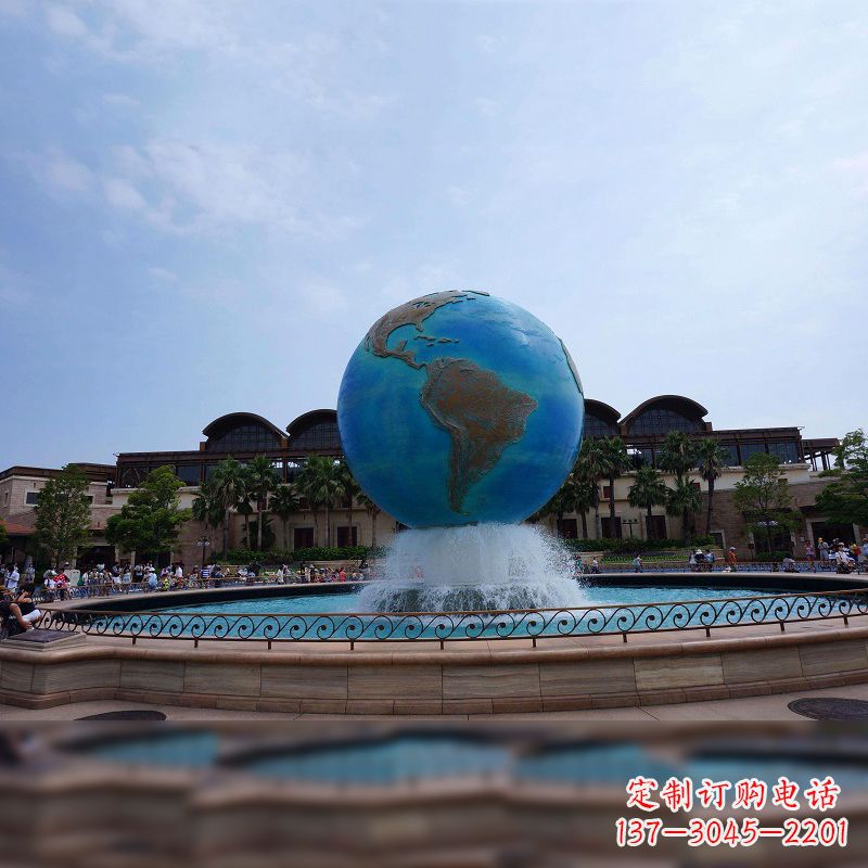 贵州视觉奇景,不锈钢水景喷泉地球仪雕塑