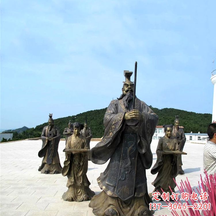 贵州景区广场汉武帝刘彻祭天情景雕塑