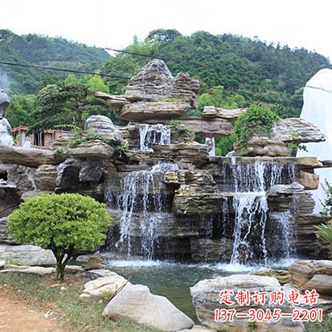 贵州领雕塑让您的景区更精彩——奇石流水假山雕塑
