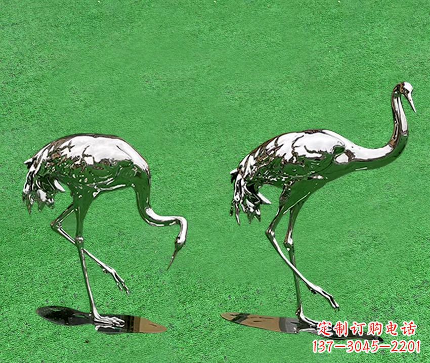 贵州精美镜面不锈钢动物鹤雕塑