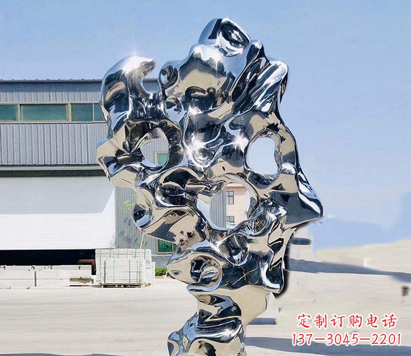 贵州太湖石雕塑,完美结合不锈钢镜面