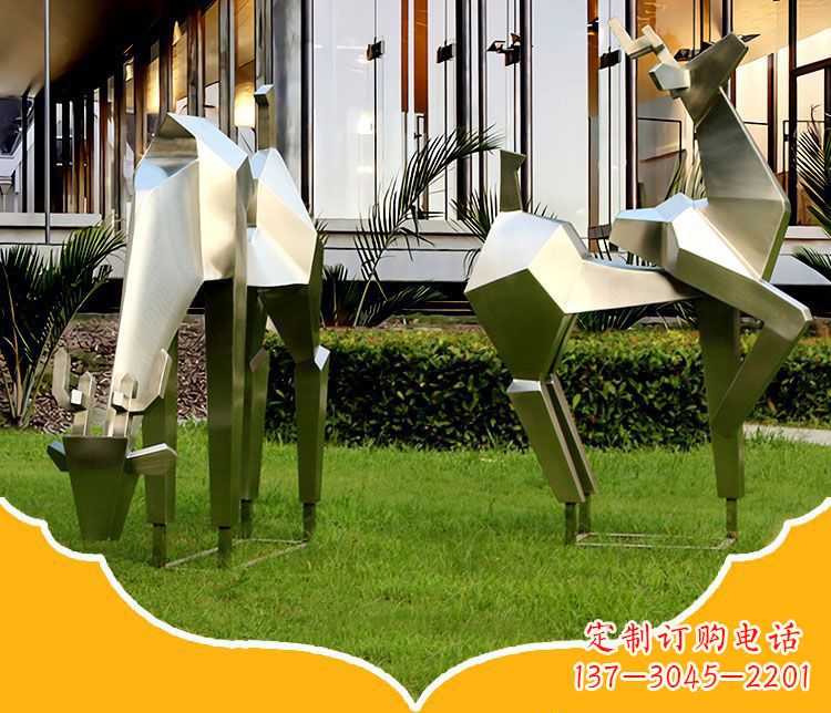贵州镜面福鹿不锈钢雕塑